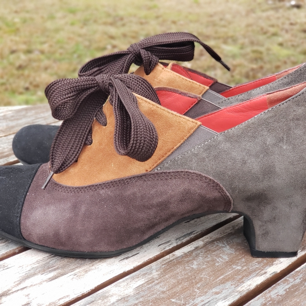 Pas de Rouge Suede Color Block Shoes Size 39.5/US 8.5